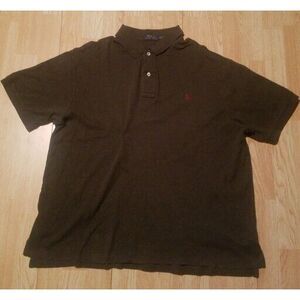 Polo Ralph Lauren Men 1XB 1/4 Button Short Sleeve Polo Cotton Tee Red‎ Pony EUC